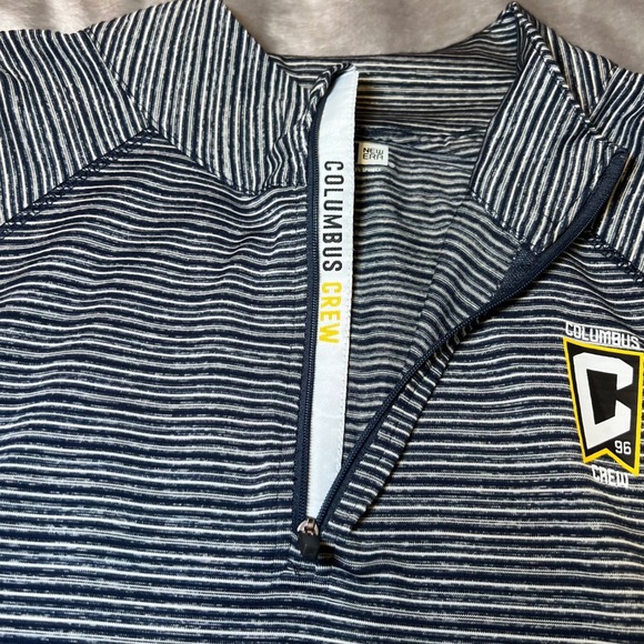 New Era Columbus Crew 1/4 Zip Mens XL Blue Sriped Pullover Long Sleeve MLS - Picture 8 of 15
